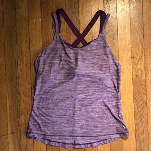 Purple Workout Tank Top with Built in Bra